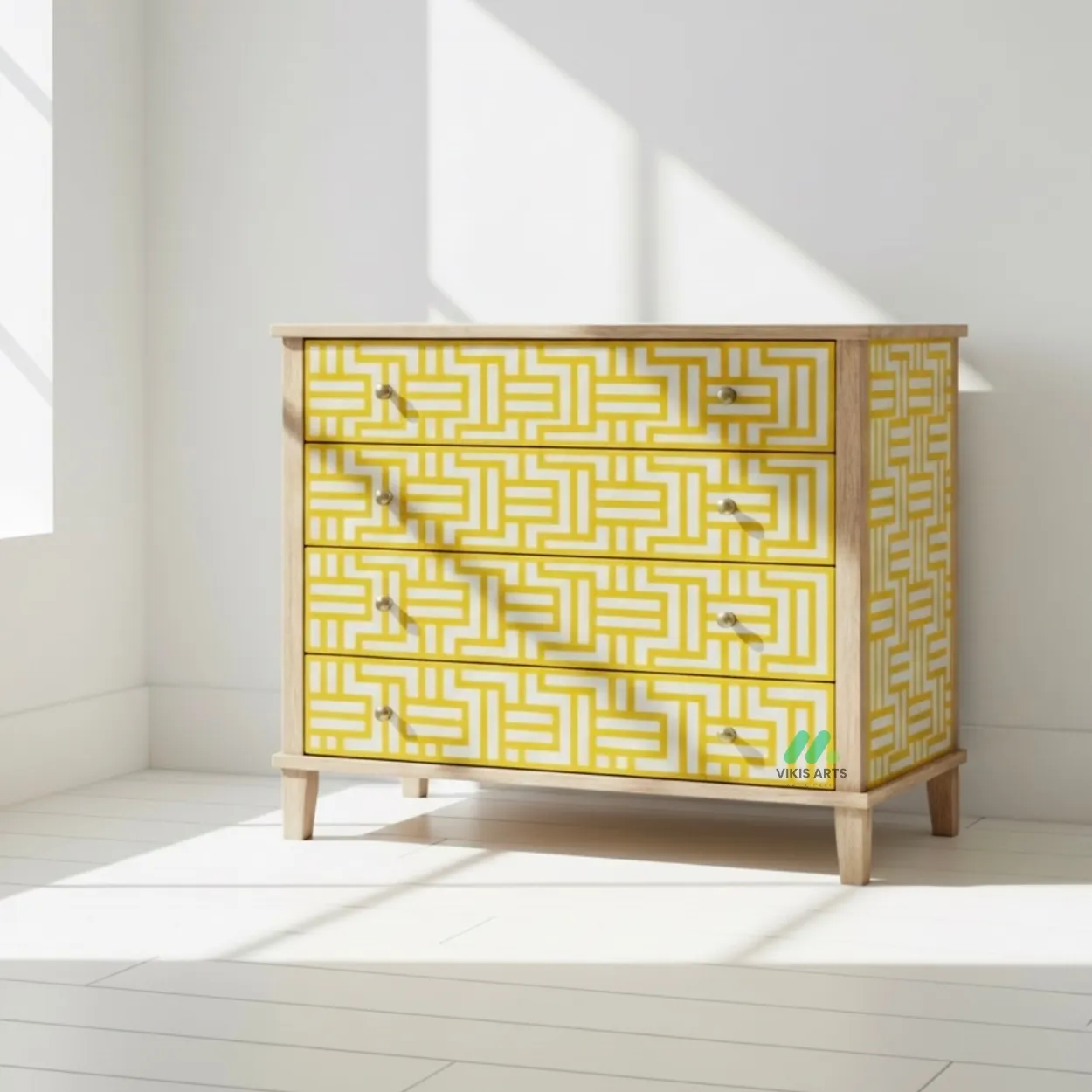 Bone Inlay Yellow 4 Chest of Drawer
