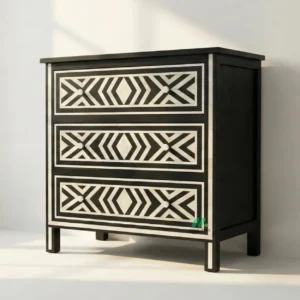 Bone Inlay Black 3 Chest of Drawer