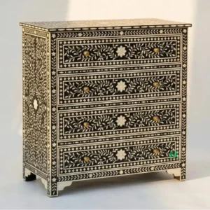 Bone Inlay Black 4 Chest of Drawer