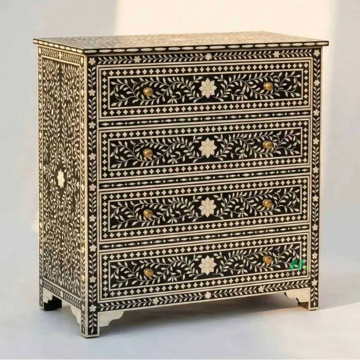 Bone Inlay Black 4 Chest of Drawer