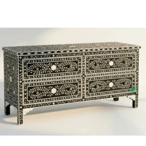 Bone Inlay Black 4 Chest of Drawer