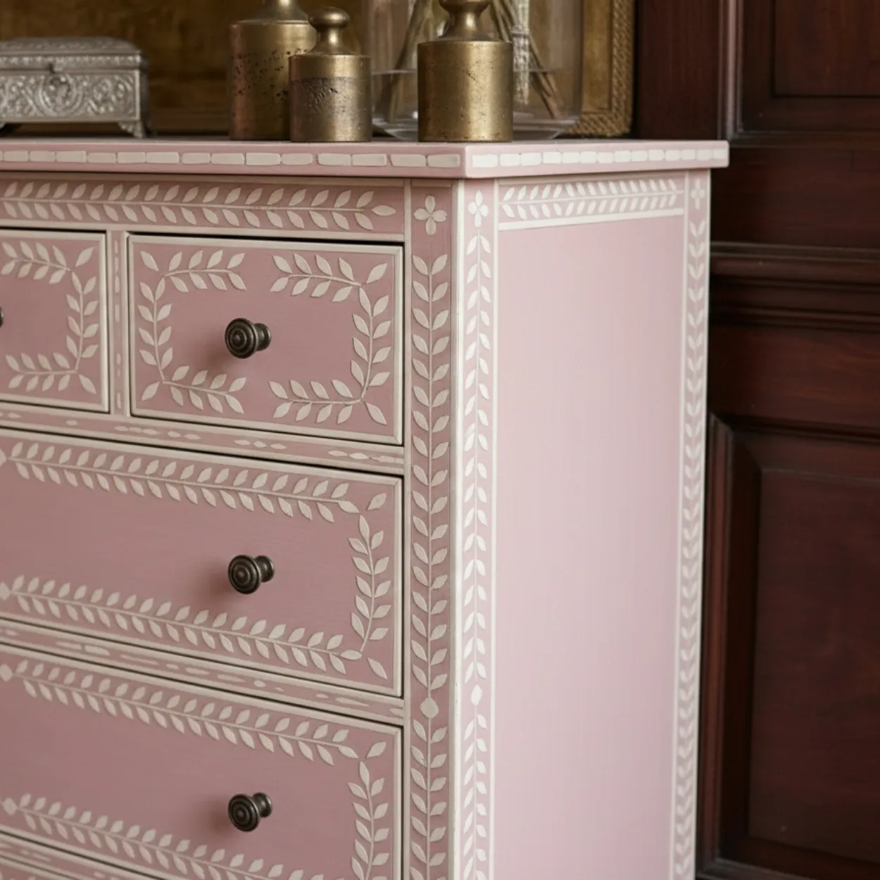 Bone Inlay Pink 6 Chest of Drawer - Image 4