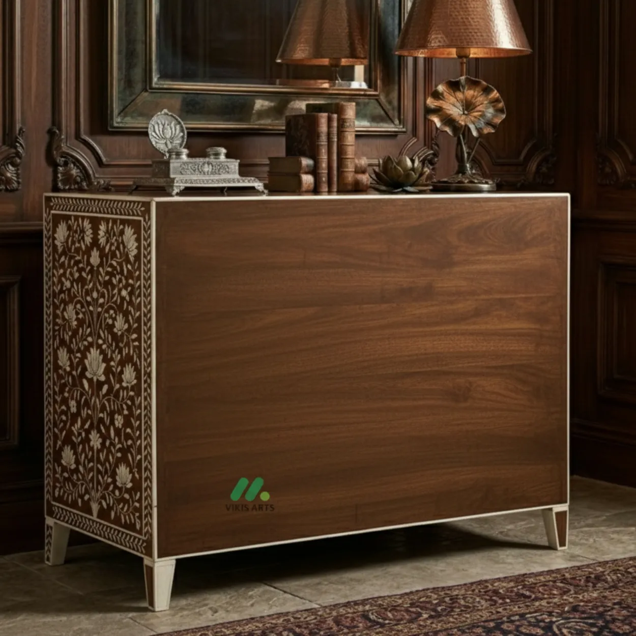 Bone Inlay Wooden 4 Chest of Drawer - Image 2