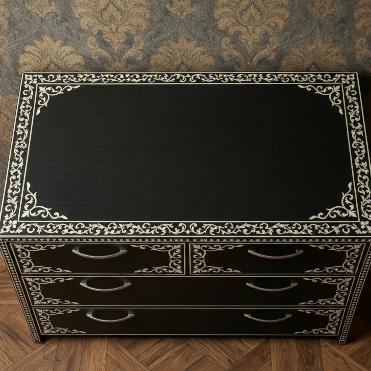Bone Inlay Black 5 Chest of Drawer - Image 3
