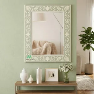 Bone Inlay Light Green Mirror Frame