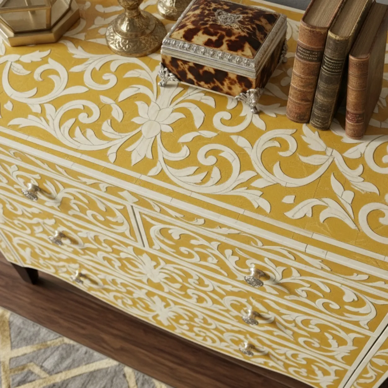 Bone Inlay Yellow 4 Chest of Drawer - Image 5