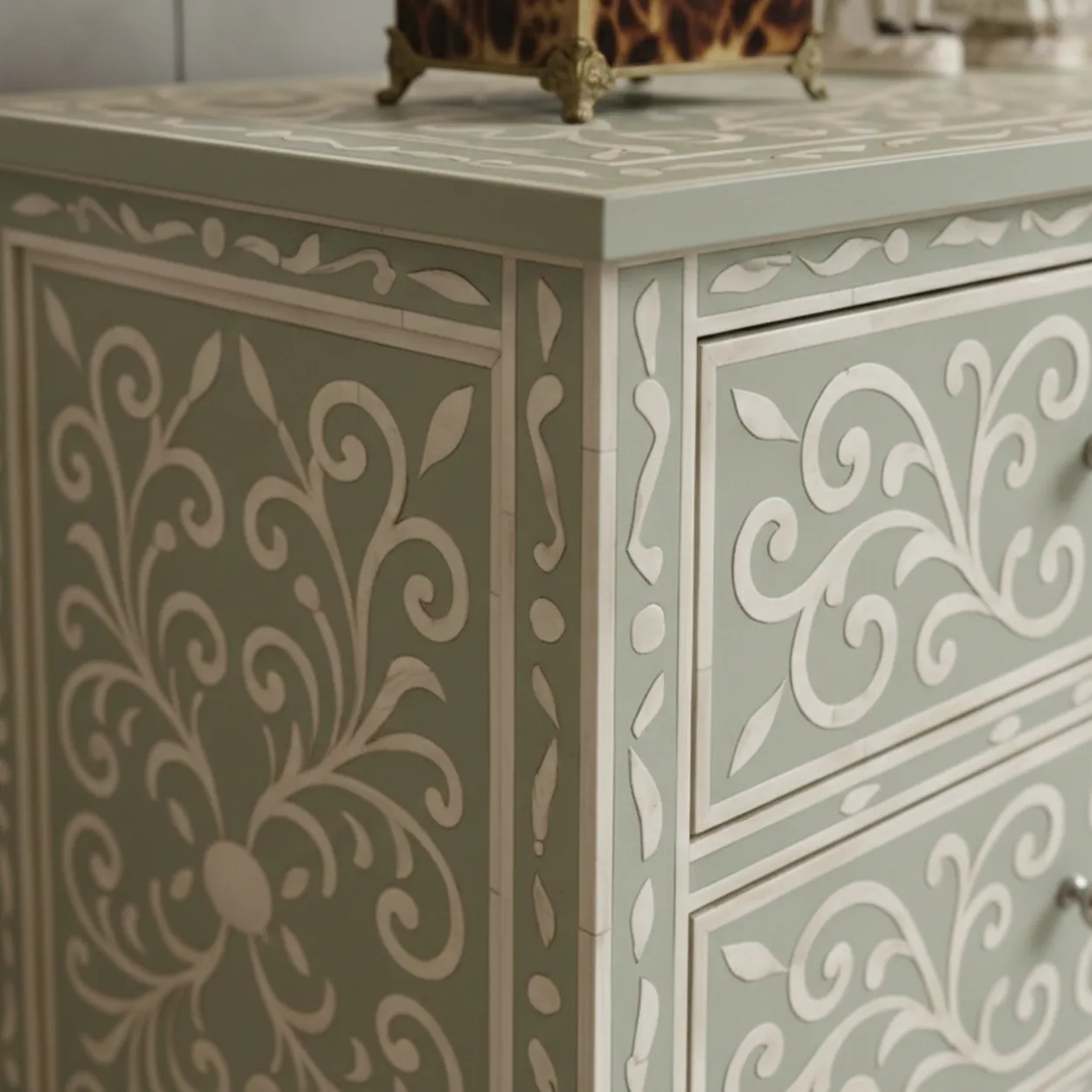 Bone Inlay Light Green 6 Chest of Drawer - Image 4