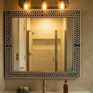 Bone Inlay Black Mirror Frame