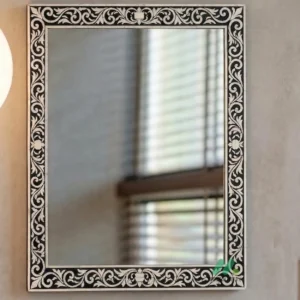 Bone Inlay Black Square Mirror Frame