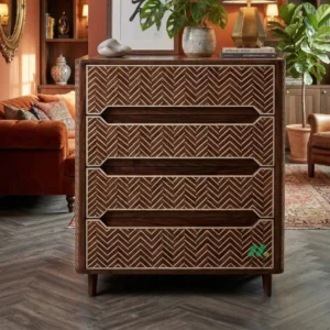 Bone Inlay Wooden 3 Chest of Drawer