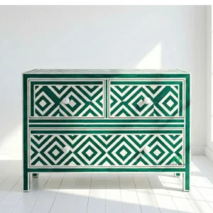 Bone Inlay Green 3 Chest of Drawer