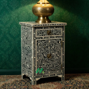 Bone inlay Black bedside table