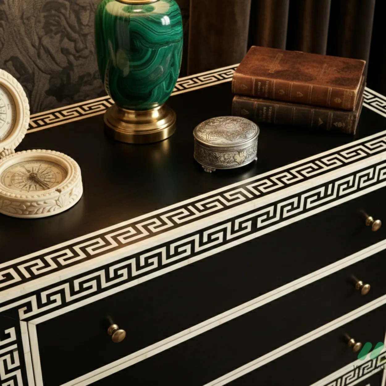 Bone Inlay Black 3 Chest of Drawer - Image 6