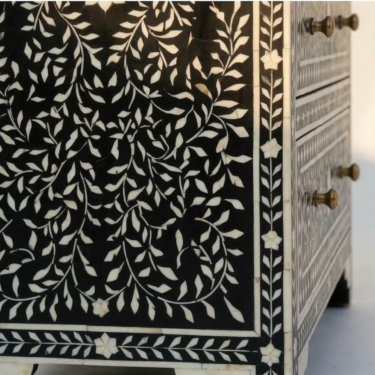 Bone Inlay Black 4 Chest of Drawer - Image 4