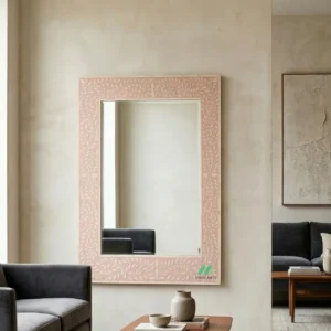 Bone Inlay Pink Square Mirror Frame