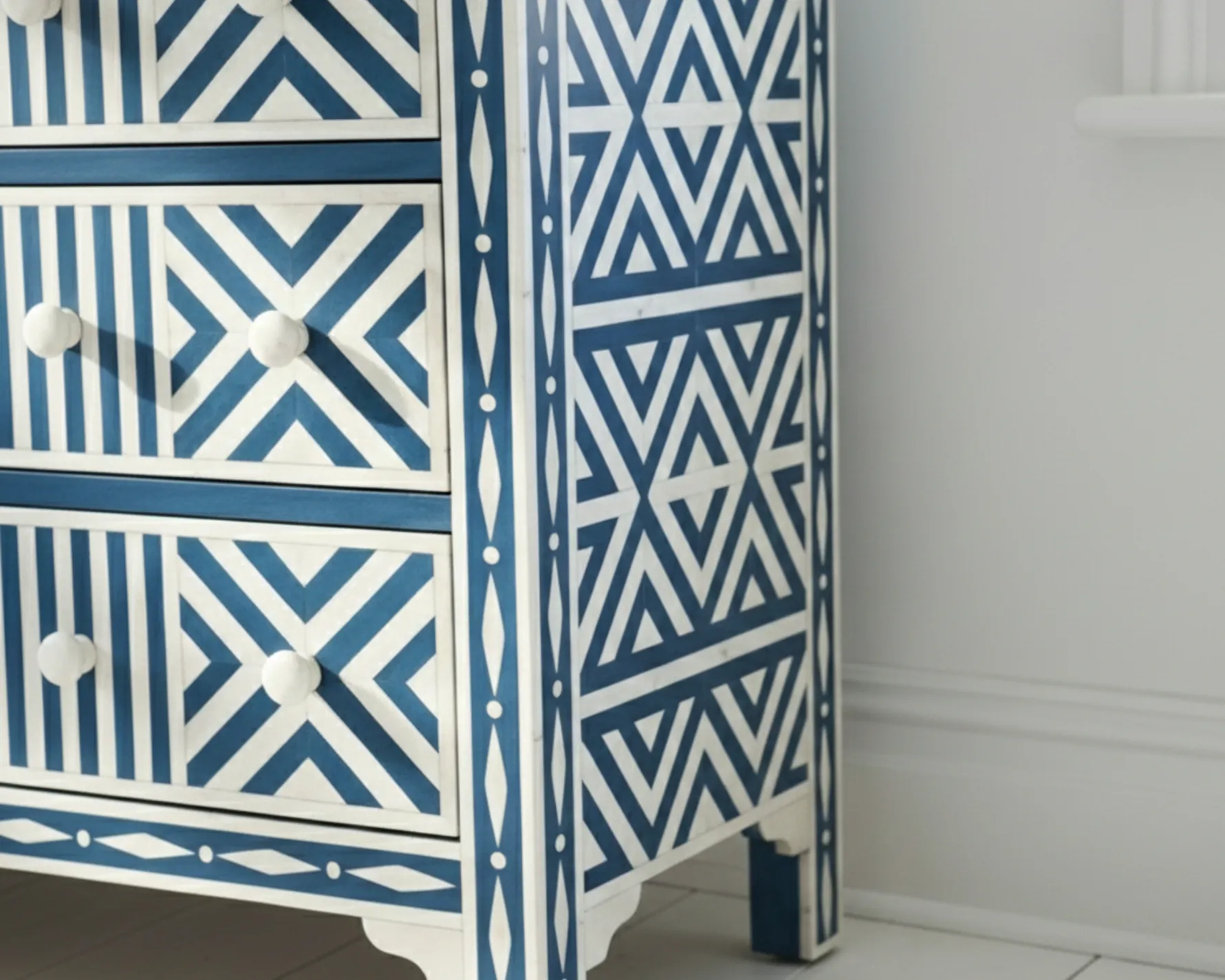 Bone Inlay Blue 6 Chest of Drawer - Image 5
