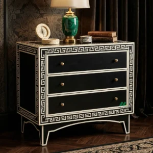 Bone Inlay Black 3 Chest of Drawer