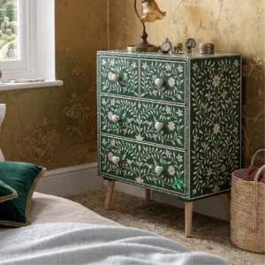 Bone Inlay Green 4 Chest of Drawer