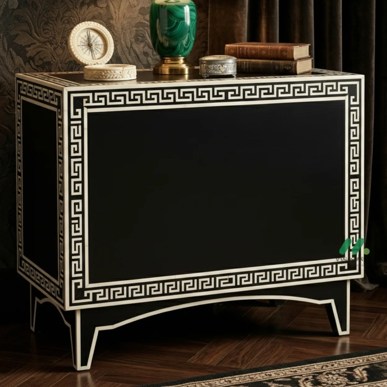 Bone Inlay Black 3 Chest of Drawer - Image 2