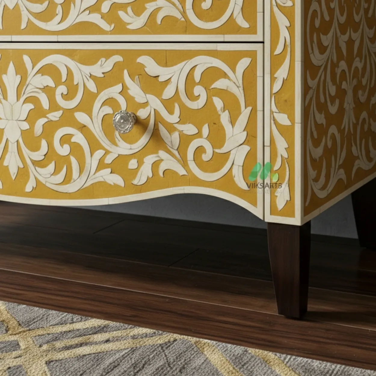 Bone Inlay Yellow 4 Chest of Drawer - Image 7
