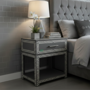 Bone Inlay Grey Nightstand