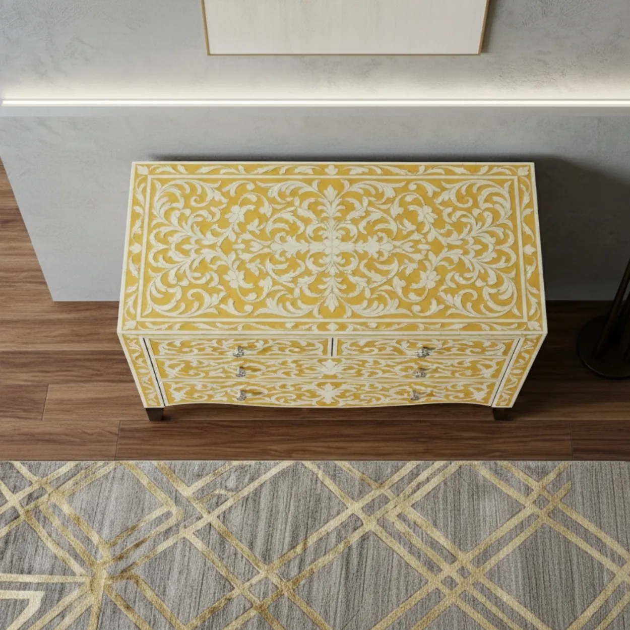 Bone Inlay Yellow 4 Chest of Drawer - Image 3