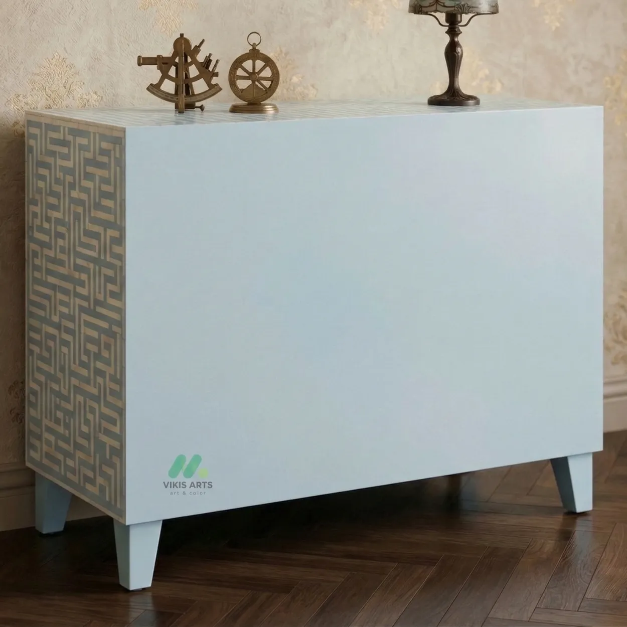 Bone Inlay Light Blue 4 Chest of Drawer - Image 2