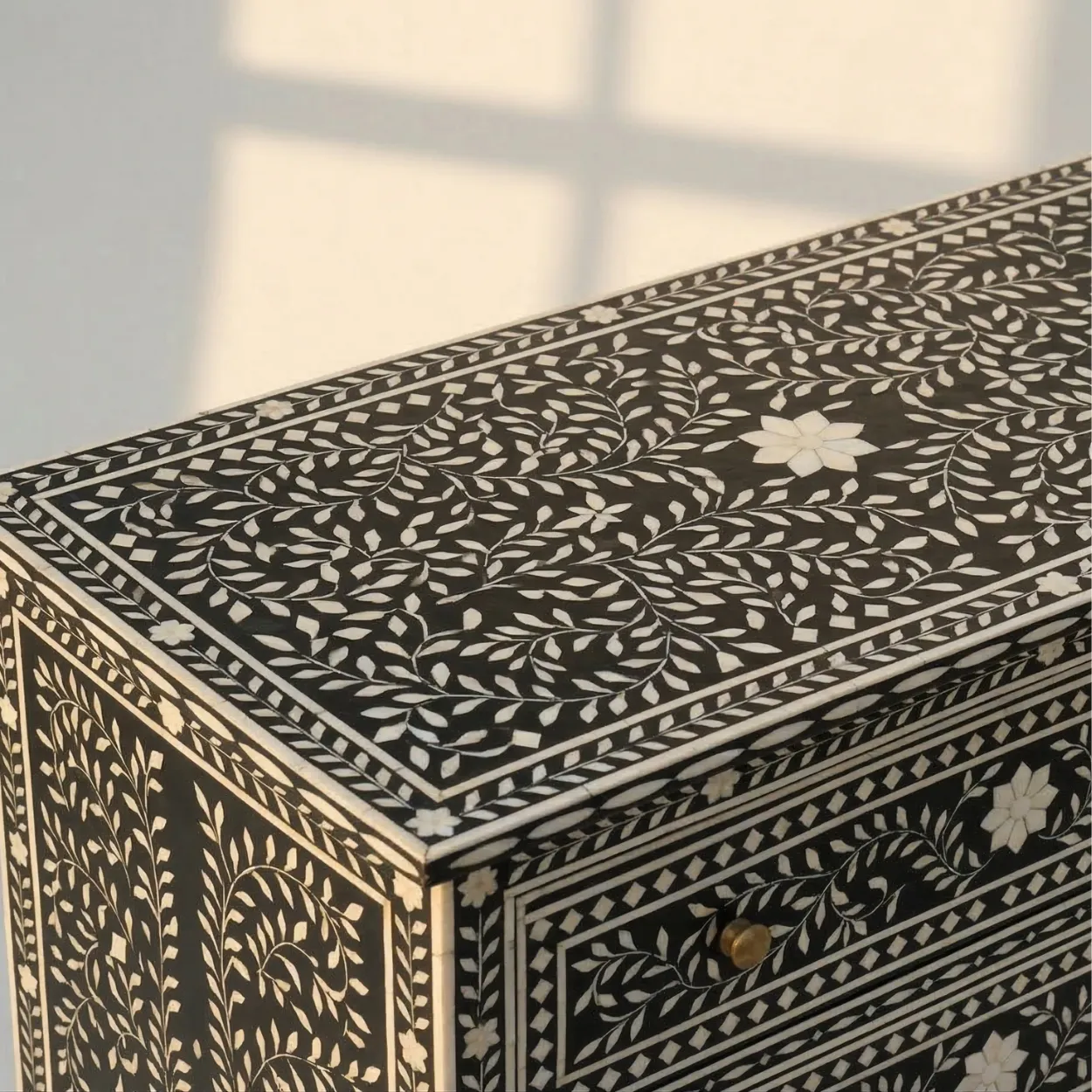 Bone Inlay Black 4 Chest of Drawer - Image 3