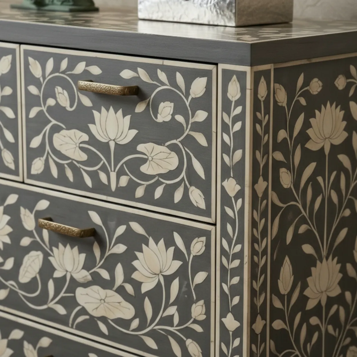 Bone Inlay Grey 7 Chest of Drawer - Image 4