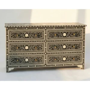 Bone Inlay Black 6 Chest of Drawer