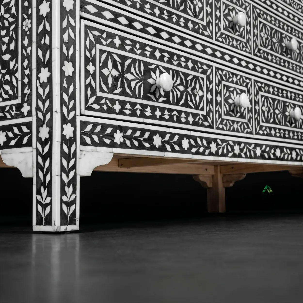 Bone Inlay Black 5 Chest of Drawer - Image 7