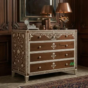 Bone Inlay Wooden 4 Chest of Drawer
