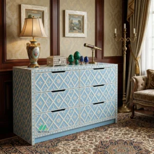 Bone Inlay Blue 6 Chest of Drawer