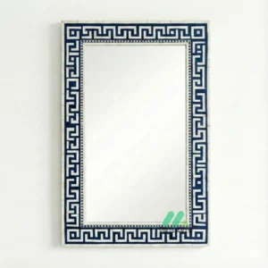 Bone Inlay Square Blue Mirror Frame