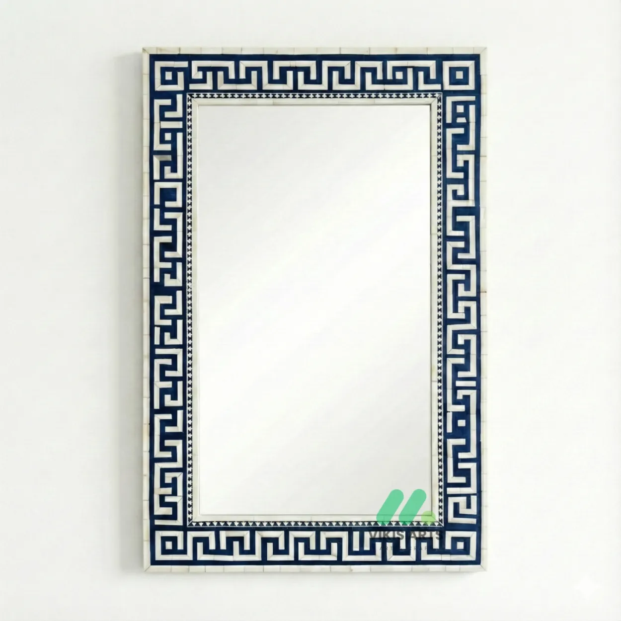 Bone Inlay Square Blue Mirror Frame