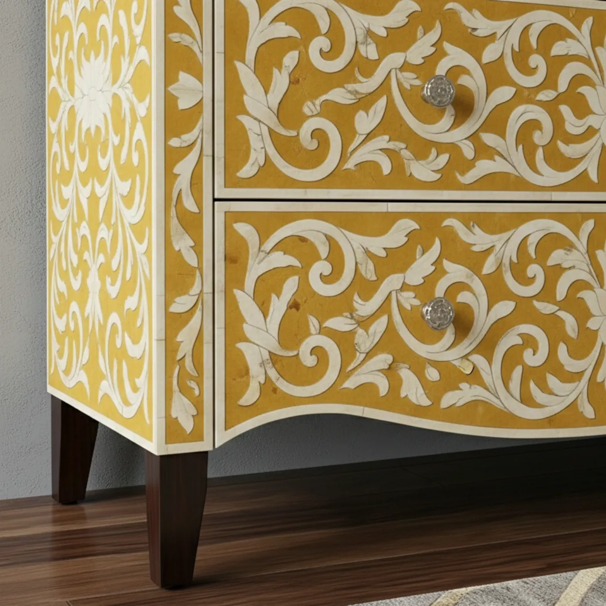 Bone Inlay Yellow 4 Chest of Drawer - Image 4