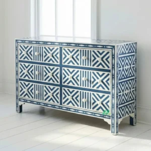 Bone Inlay Blue 6 Chest of Drawer
