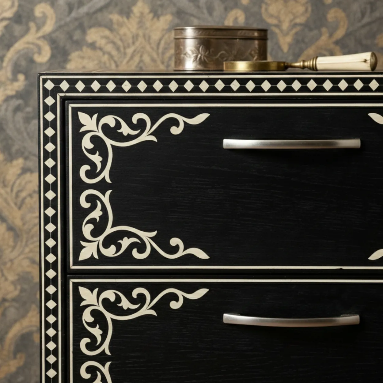 Bone Inlay Black 5 Chest of Drawer - Image 5