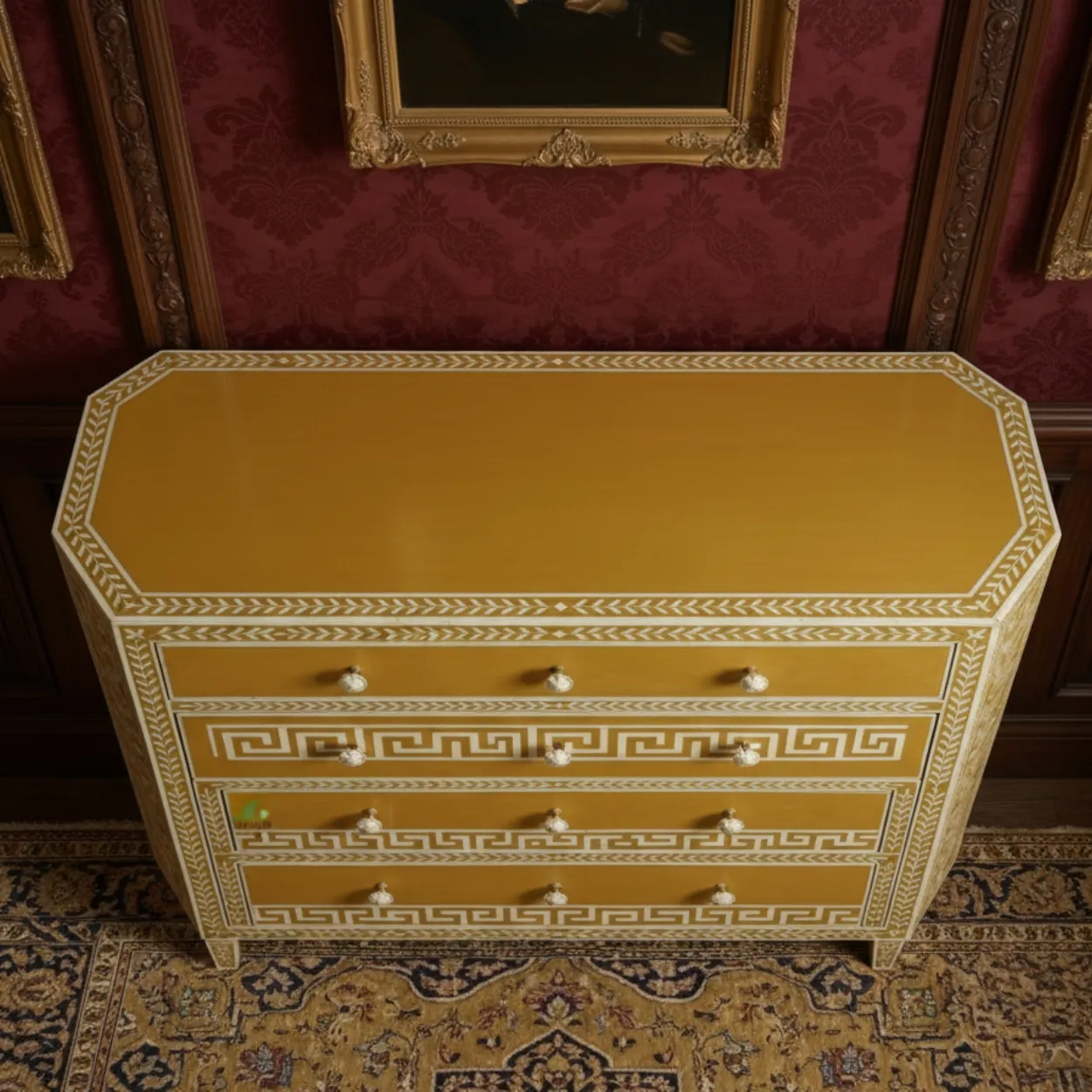 Bone Inlay yellow 4 Chest of Drawer - Image 3