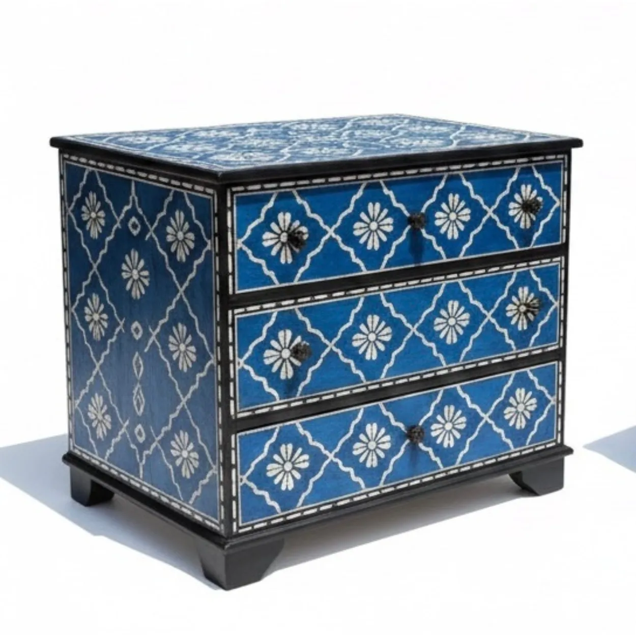Bone Inlay Blue 3 Chest of Drawer - Image 4