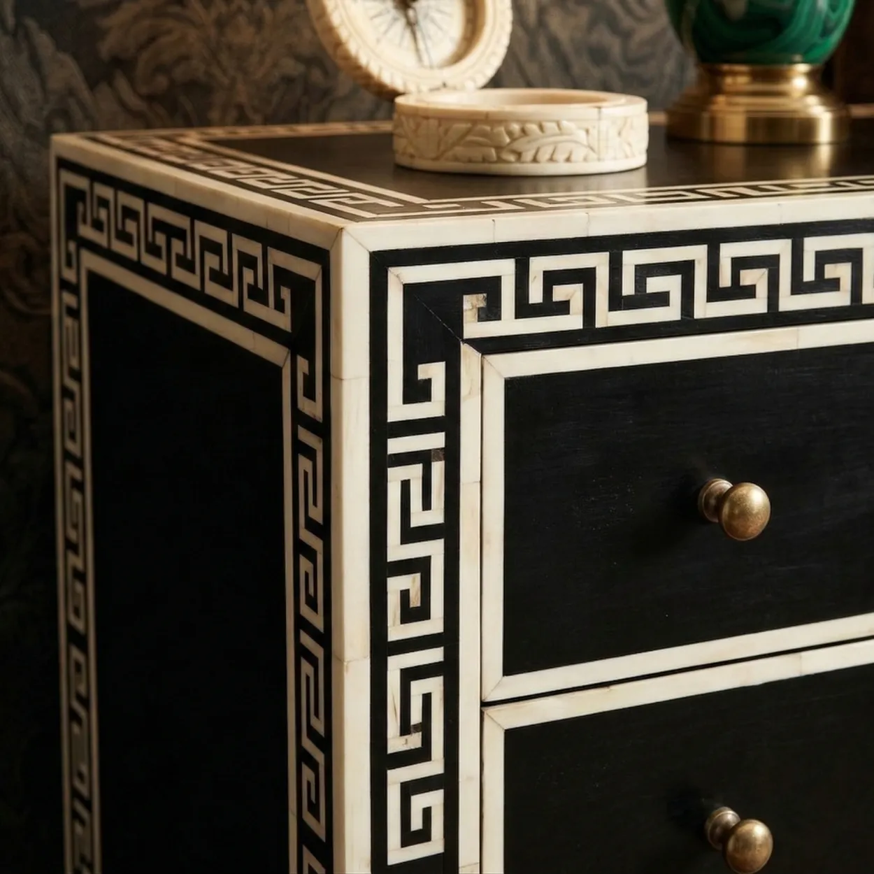 Bone Inlay Black 3 Chest of Drawer - Image 5