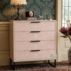 Bone Inlay Pink 4 Chest of Drawer