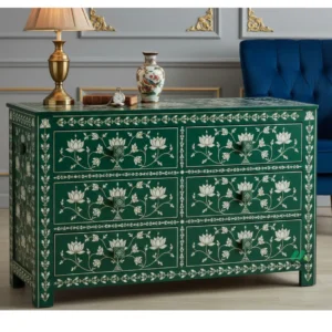 Bone Inlay Green 6 Chest of Drawer