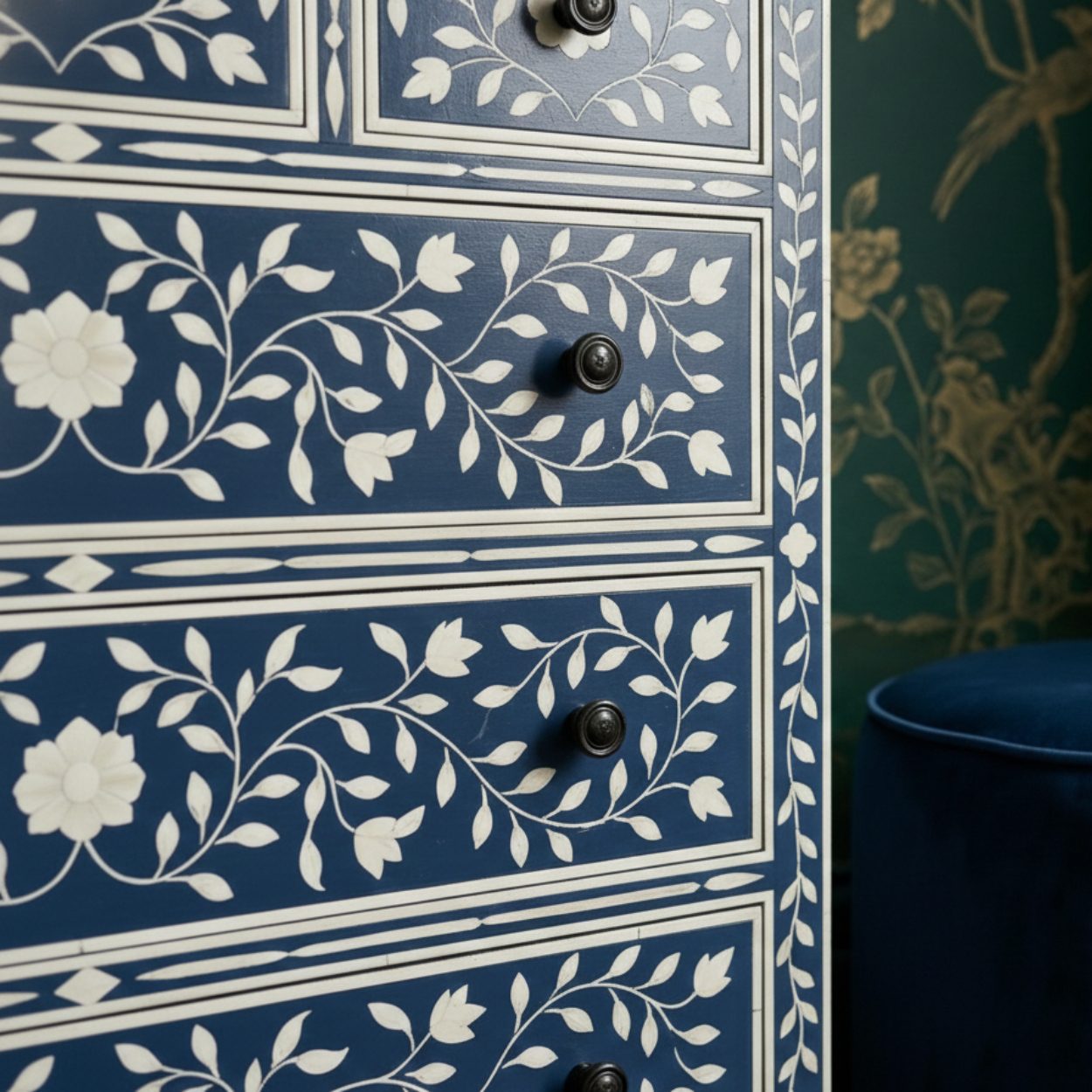 Bone Inlay Blue 6 Chest of Drawer - Image 7