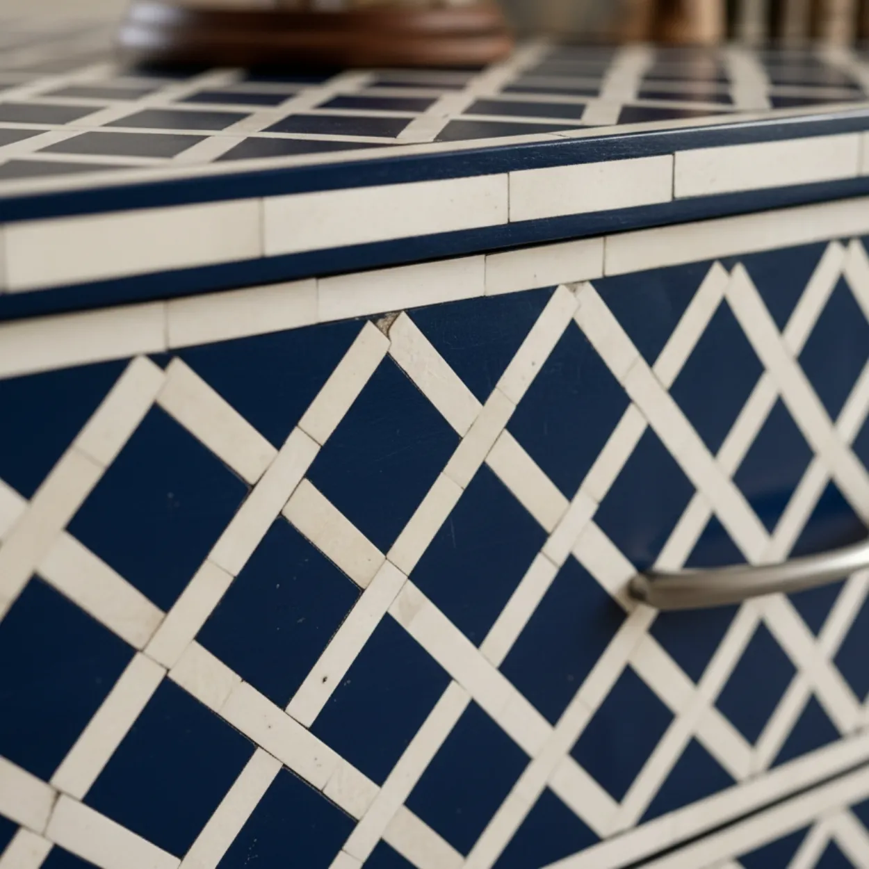 Bone Inlay Navy Blue 3 Chest of Drawer - Image 7