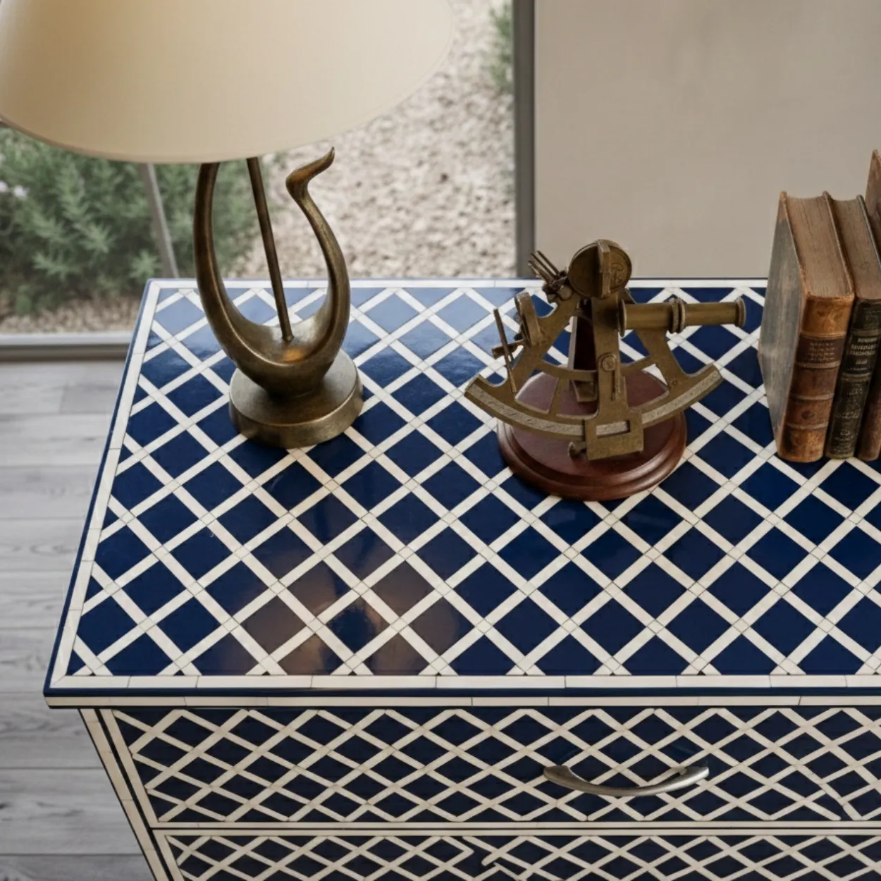 Bone Inlay Navy Blue 3 Chest of Drawer - Image 5