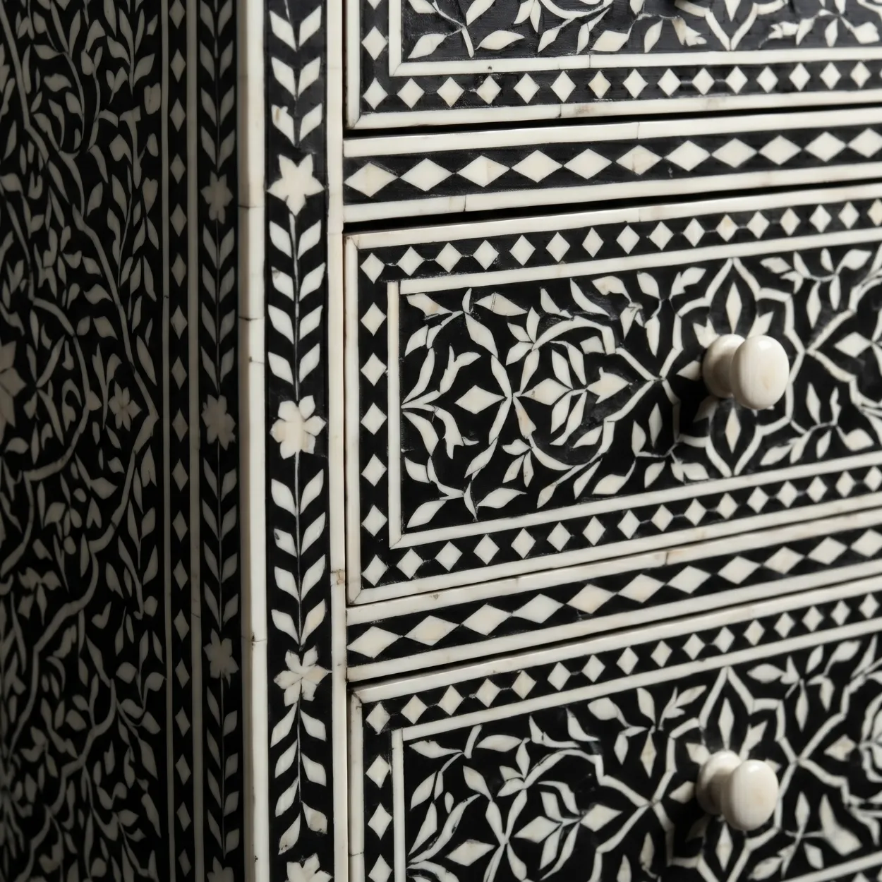 Bone Inlay Black 4 Chest of Drawer - Image 7