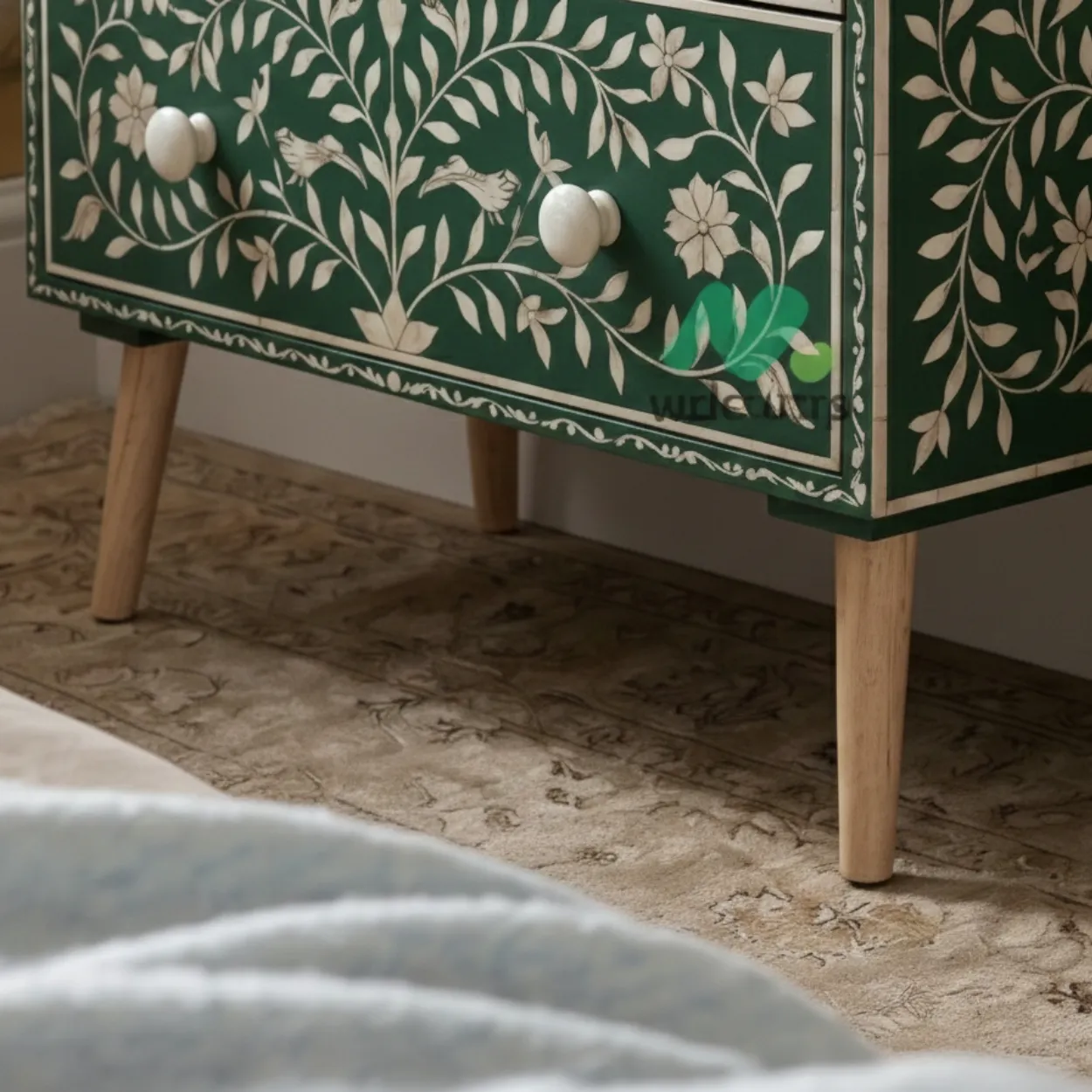 Bone Inlay Green 4 Chest of Drawer - Image 7