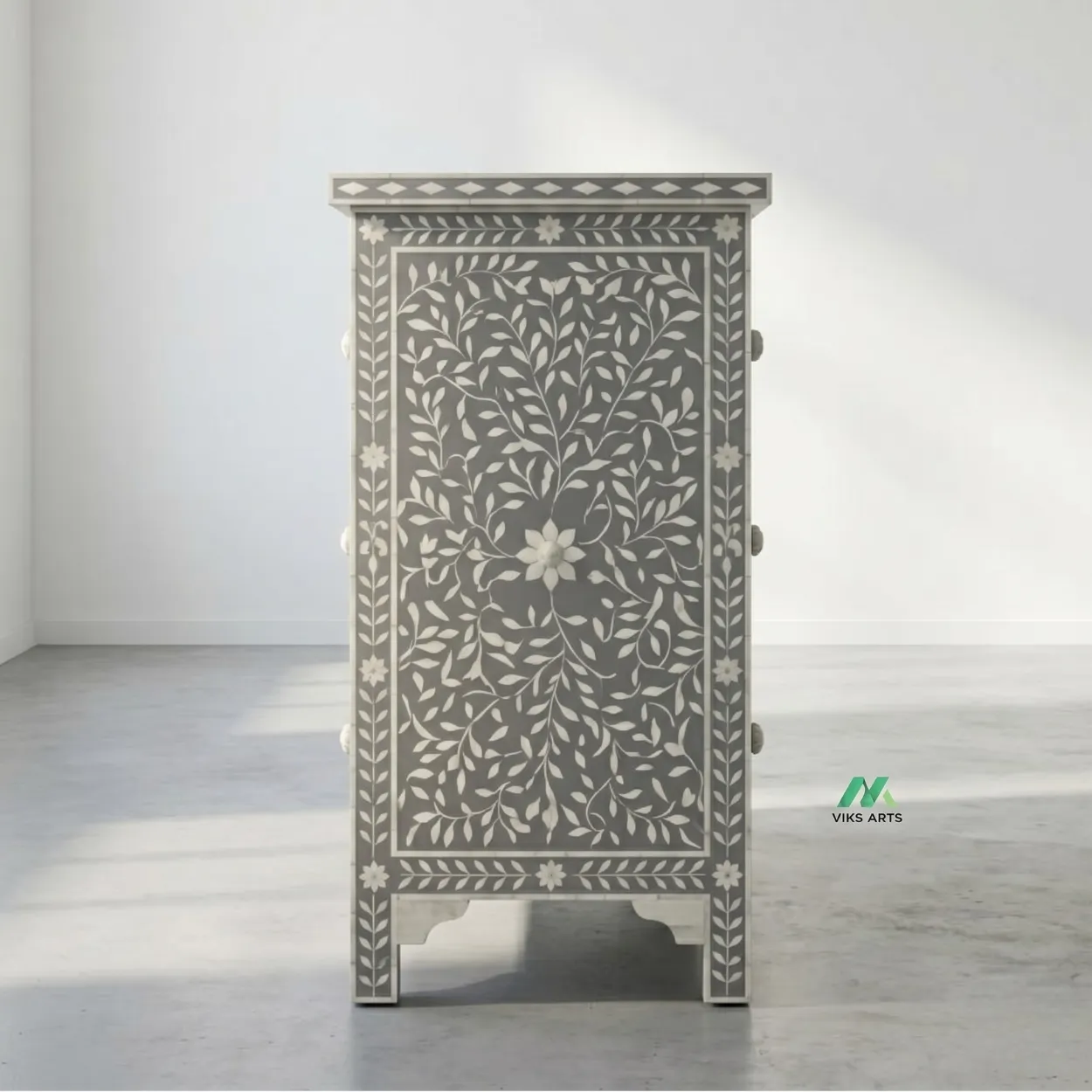 Bone Inlay Grey 5 Chest of Drawer - Image 4