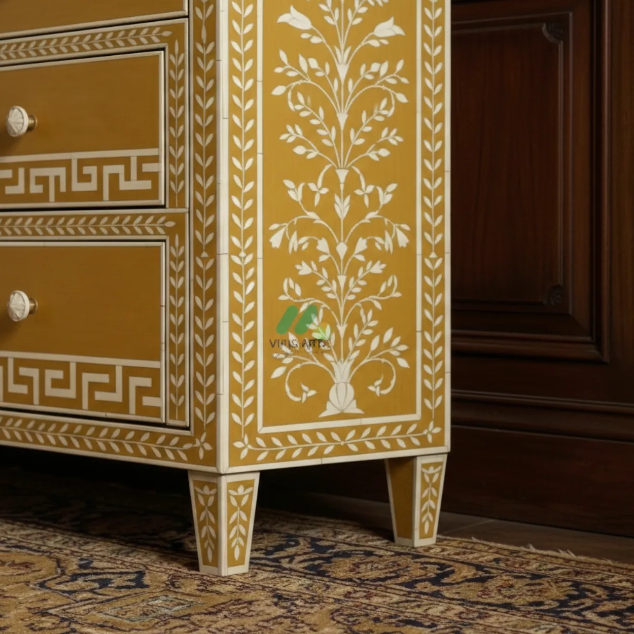 Bone Inlay yellow 4 Chest of Drawer - Image 4